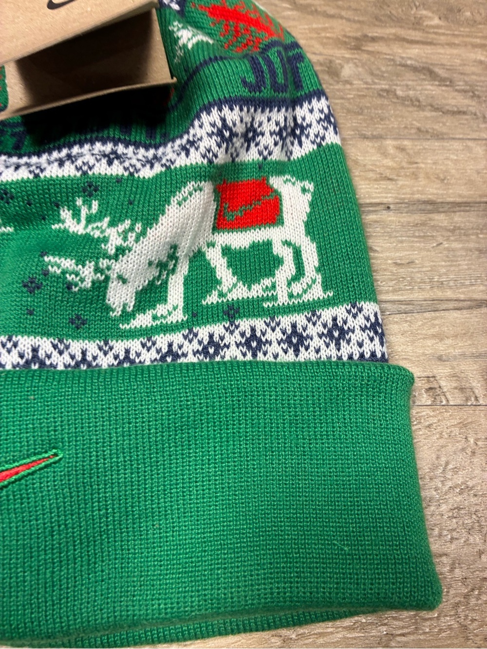 NIKE Peak Winter Wonderland Beanie Pom Pom Dear Holiday Knit Hat - Picture 12 of 12